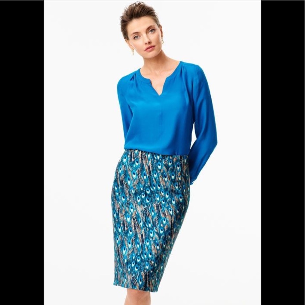 TALBOTS | Peacock Print Pencil Skirt - Picture 13 of 14